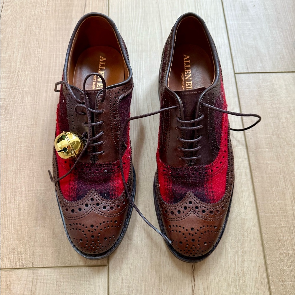 Allen Edmonds Men's or Women’s Brown and Red Wingtip Christmas Shoes